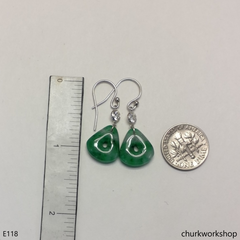 Green jade dangling earrings