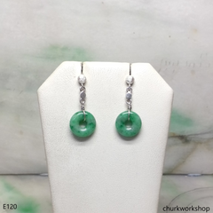 Green jade dangling earrings