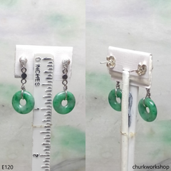 Green jade dangling earrings