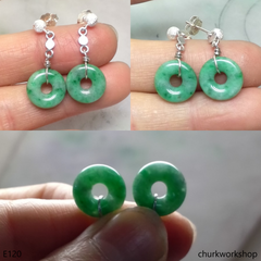 Green jade dangling earrings