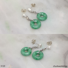 Green jade dangling earrings