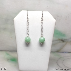 Light green jade bead earrings