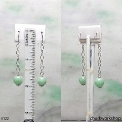Light green jade bead earrings