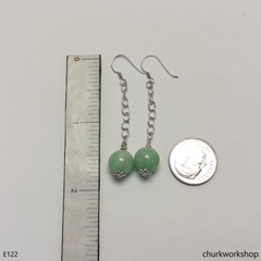 Light green jade bead earrings