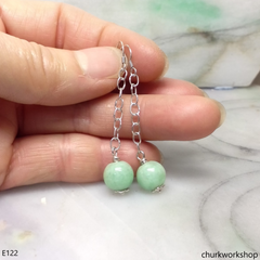 Light green jade bead earrings