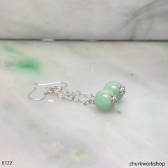 Light green jade bead earrings