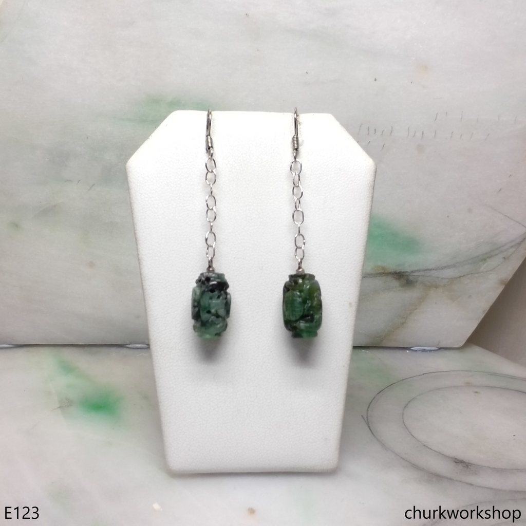 Craved barrel bead earrings