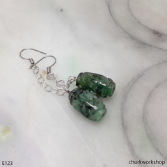 Craved barrel bead earrings