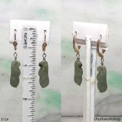 Dangling jade earrings set with 14k gold filled