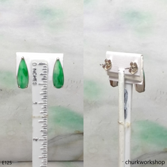 Apple green jade sterling silver ear studs