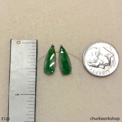 Dark green jade sterling silver ear studs
