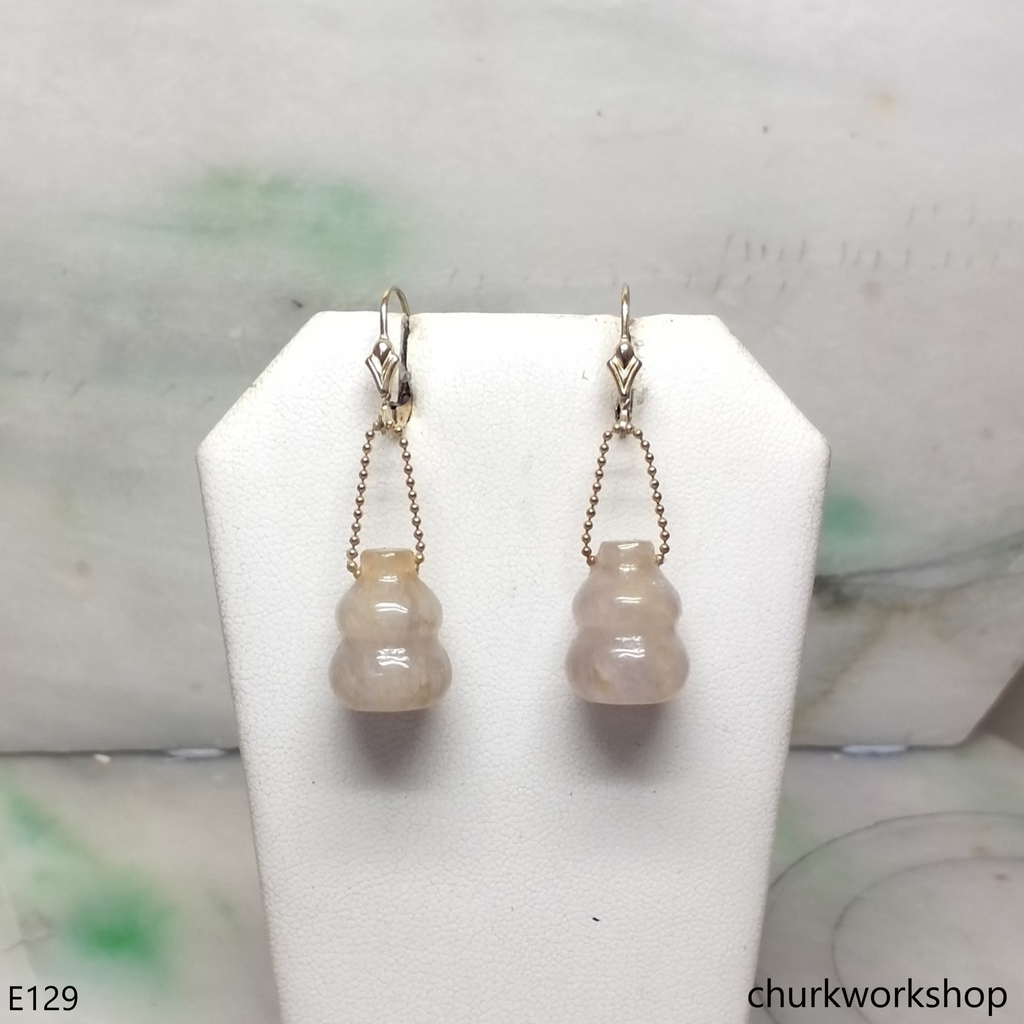 Pale lavender jade gourd 14k gold filled earring