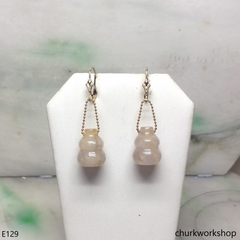 Pale lavender jade gourd 14k gold filled earring