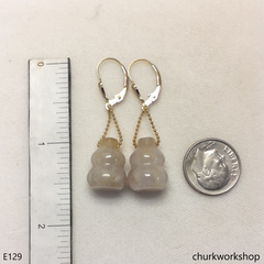 Pale lavender jade gourd 14k gold filled earring