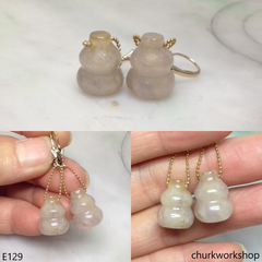 Pale lavender jade gourd 14k gold filled earring