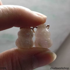 Pale lavender jade gourd 14k gold filled earring