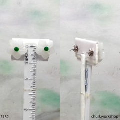 White jade flowers sterling silver ear studs