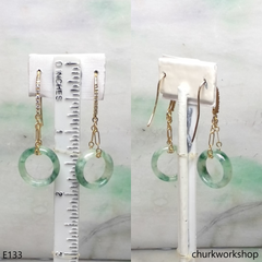 Round ring jade earrings 14K gold filled