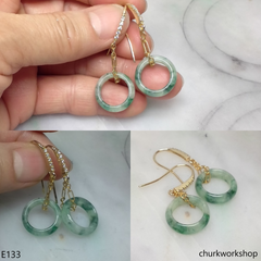 Round ring jade earrings 14K gold filled