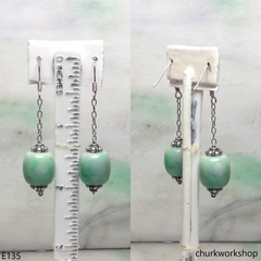 Light green jade bead earrings
