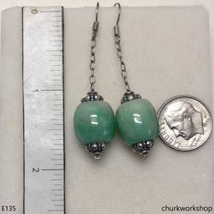 Light green jade bead earrings