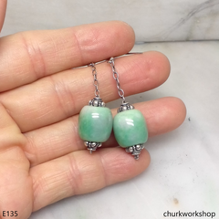 Light green jade bead earrings