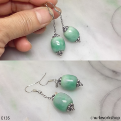 Light green jade bead earrings