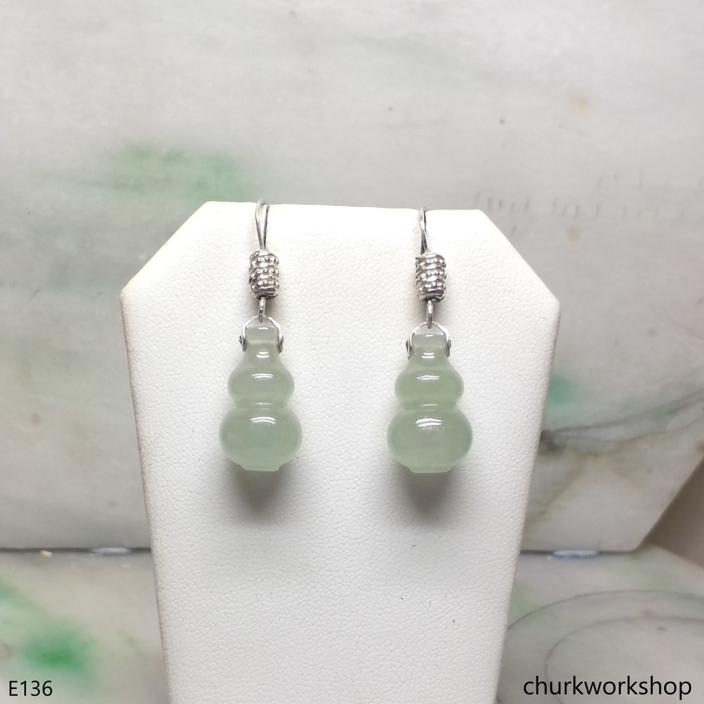 Pale green jade gourd earrings