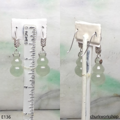 Pale green jade gourd earrings
