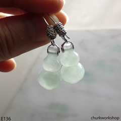 Pale green jade gourd earrings