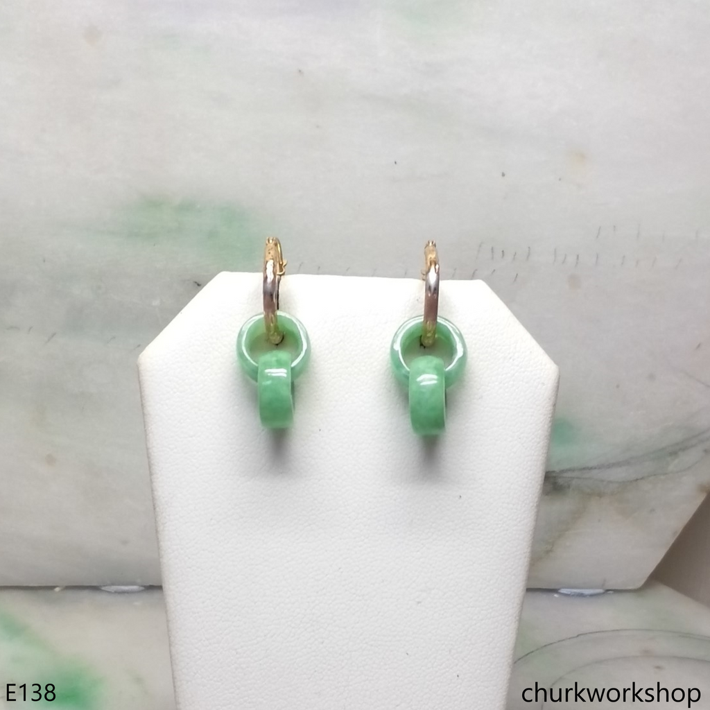 Reserved for Sophia Green double jade ring dangling earrings