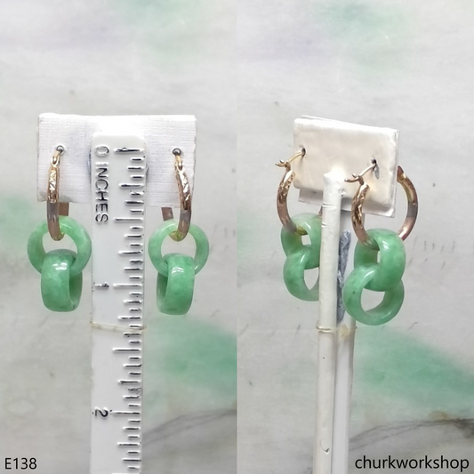 Reserved for Sophia Green double jade ring dangling earrings