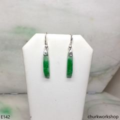 Deep apple green sterling silver jade earrings
