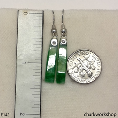 Deep apple green sterling silver jade earrings