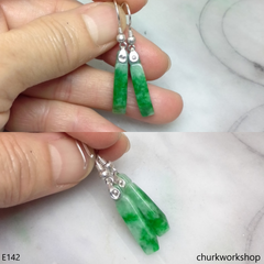 Deep apple green sterling silver jade earrings