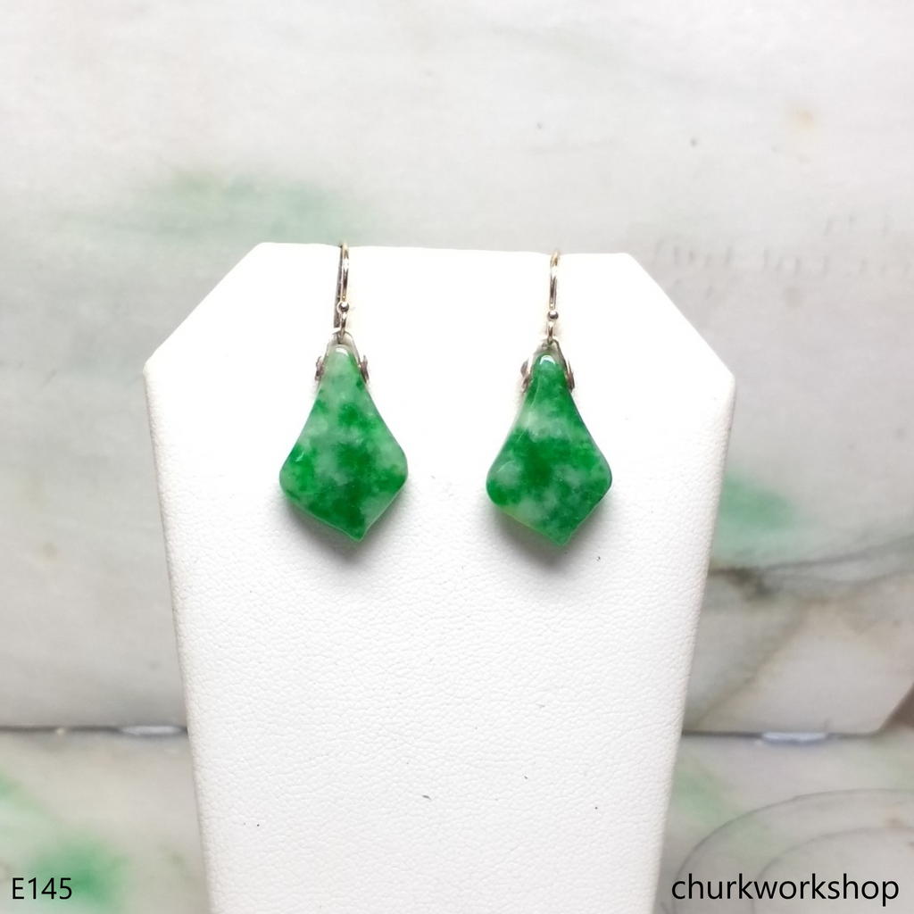 Deep apple green 14k yellow gold filed earrings