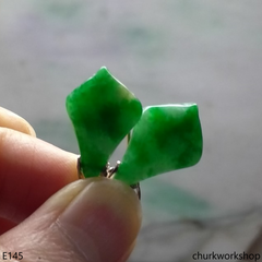 Deep apple green 14k yellow gold filed earrings