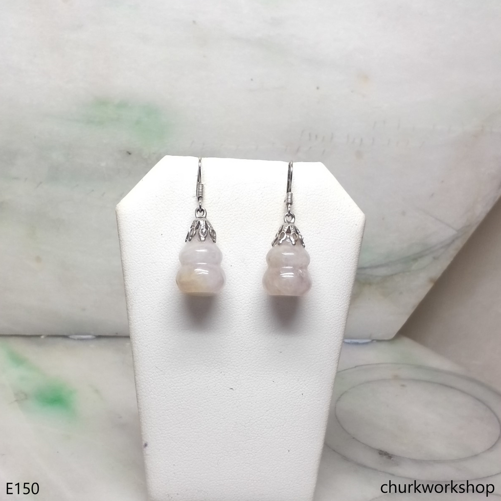 Pale lavender jade gourd ear hooks