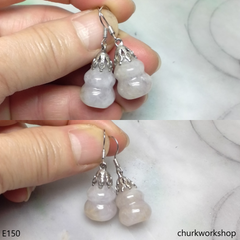 Pale lavender jade gourd ear hooks