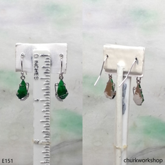Green jade butterfly earrings 14K white gold