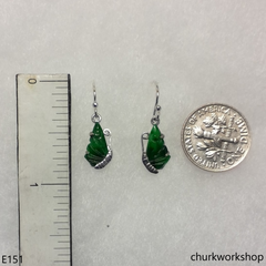 Green jade butterfly earrings 14K white gold
