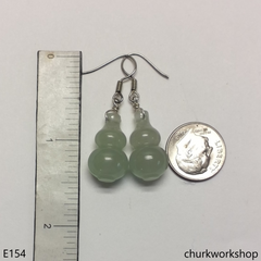 Pale green jade gourd earring