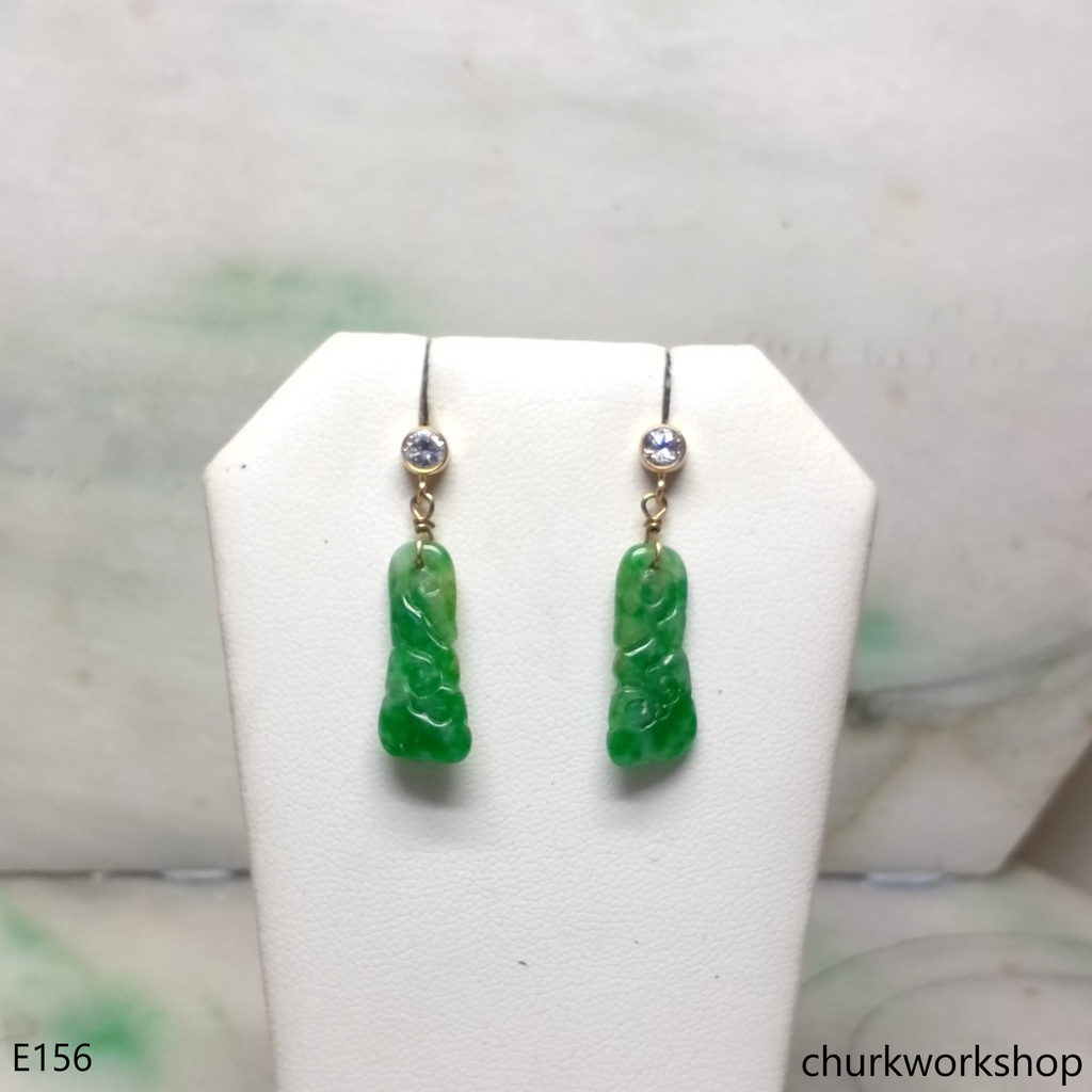 Apple green jade dangling earrings