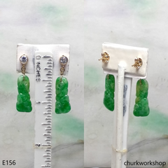 Apple green jade dangling earrings