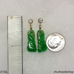 Apple green jade dangling earrings