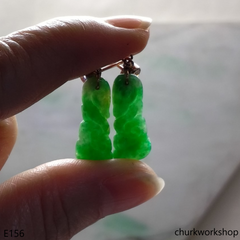 Apple green jade dangling earrings