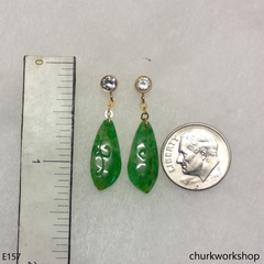 Apple green jade dangling earrings