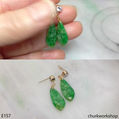 Apple green jade dangling earrings