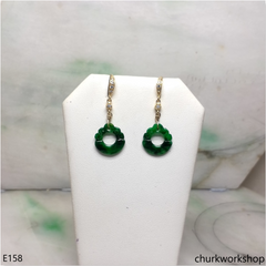 Dark green jade dangling earrings