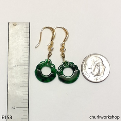 Dark green jade dangling earrings